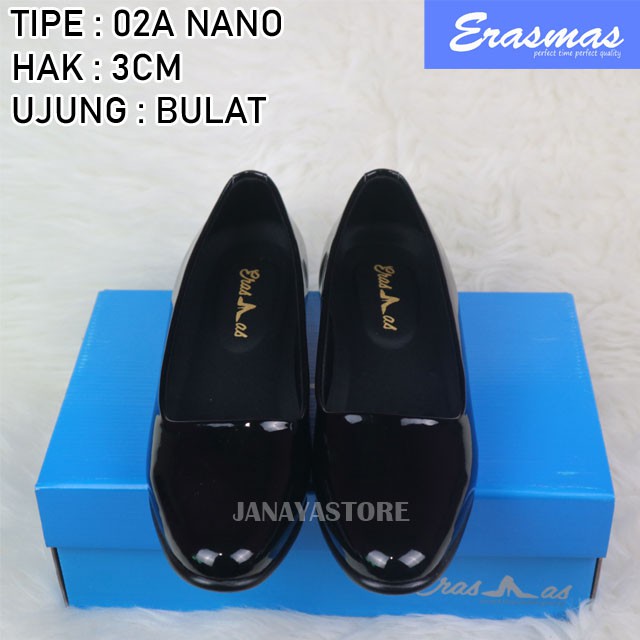 Sepatu PDH Kantor Bulat 02A Erasmas Persit Bhayangkari Polwan PNS Hak 3cm