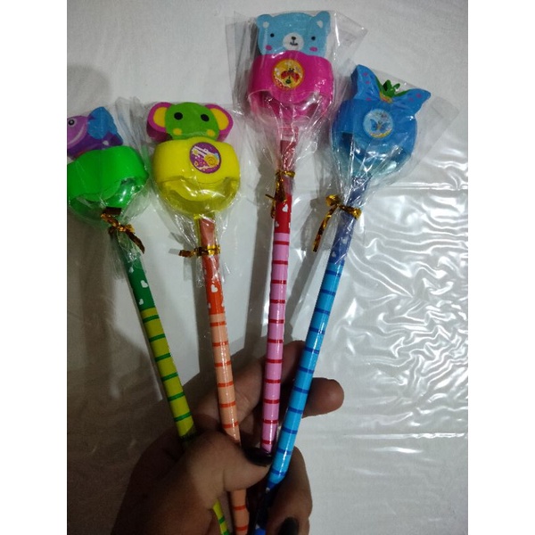 

Pensil karakter penghapus + peruncing lucu