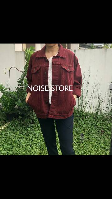 Jaket Jeans Oversize Pink Ijo Army Tosca Coklat Lemon Maroon