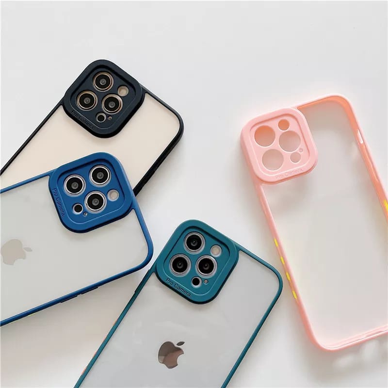 Case iPhone 11 Pro | iPhone 12 Mini | iPhone 12 Pro Max | iPhone 13 Casing Ponsel Bumper Silikon Lembut Modis Sampul Akrilik Transparan Tahan Benturan