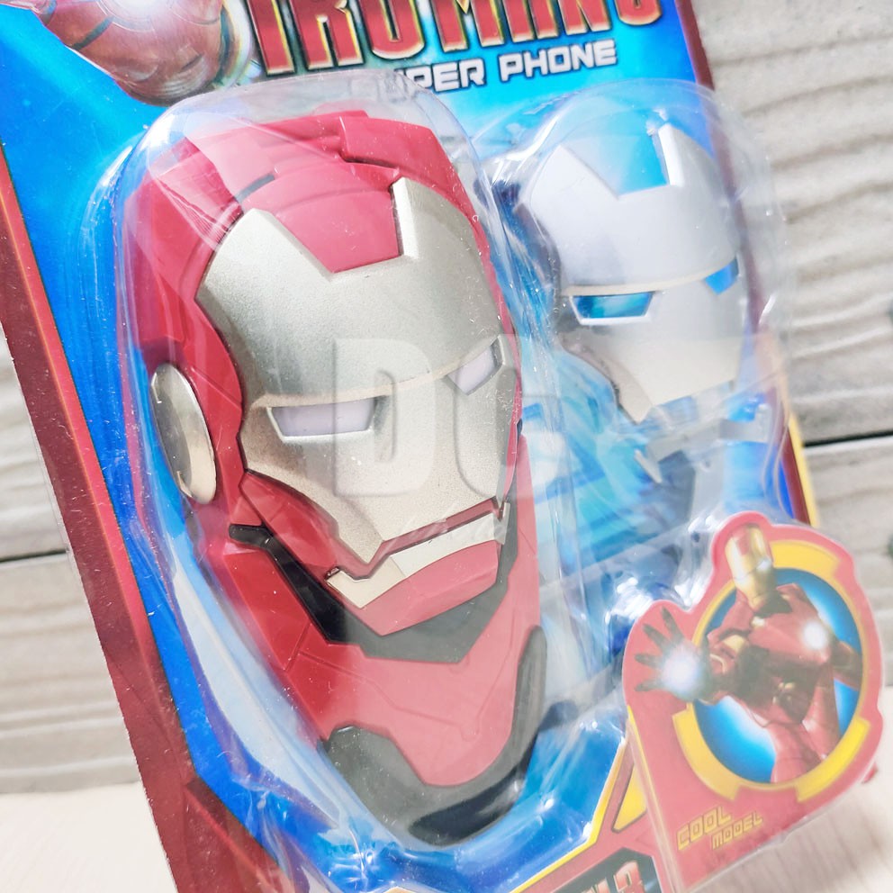 Iron Man 3 Super Phone  Mainan Telepon HP Superhero Lampu &amp; Musik Topeng Bisa Diganti