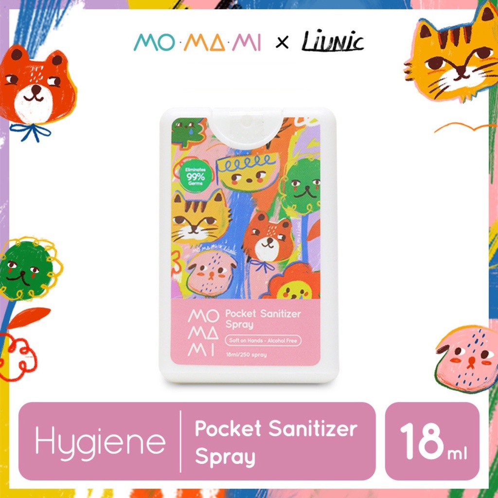 Momami x Liunic Pocket Sanitizer Pink Pembersih Tangan Bayi dan Anak 18ml