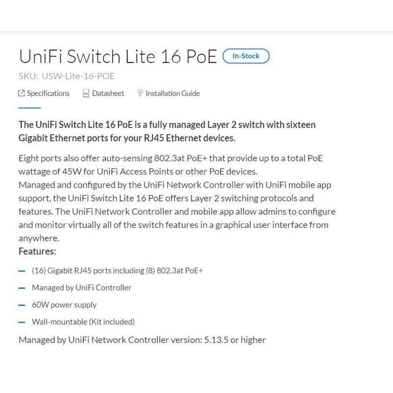 UniFi Switch Lite 16 PoE USW LITE 16 POE