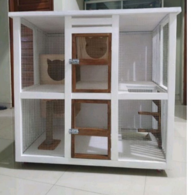 Kandang kucing bahan kayu full aksesoris custom berkualitas
