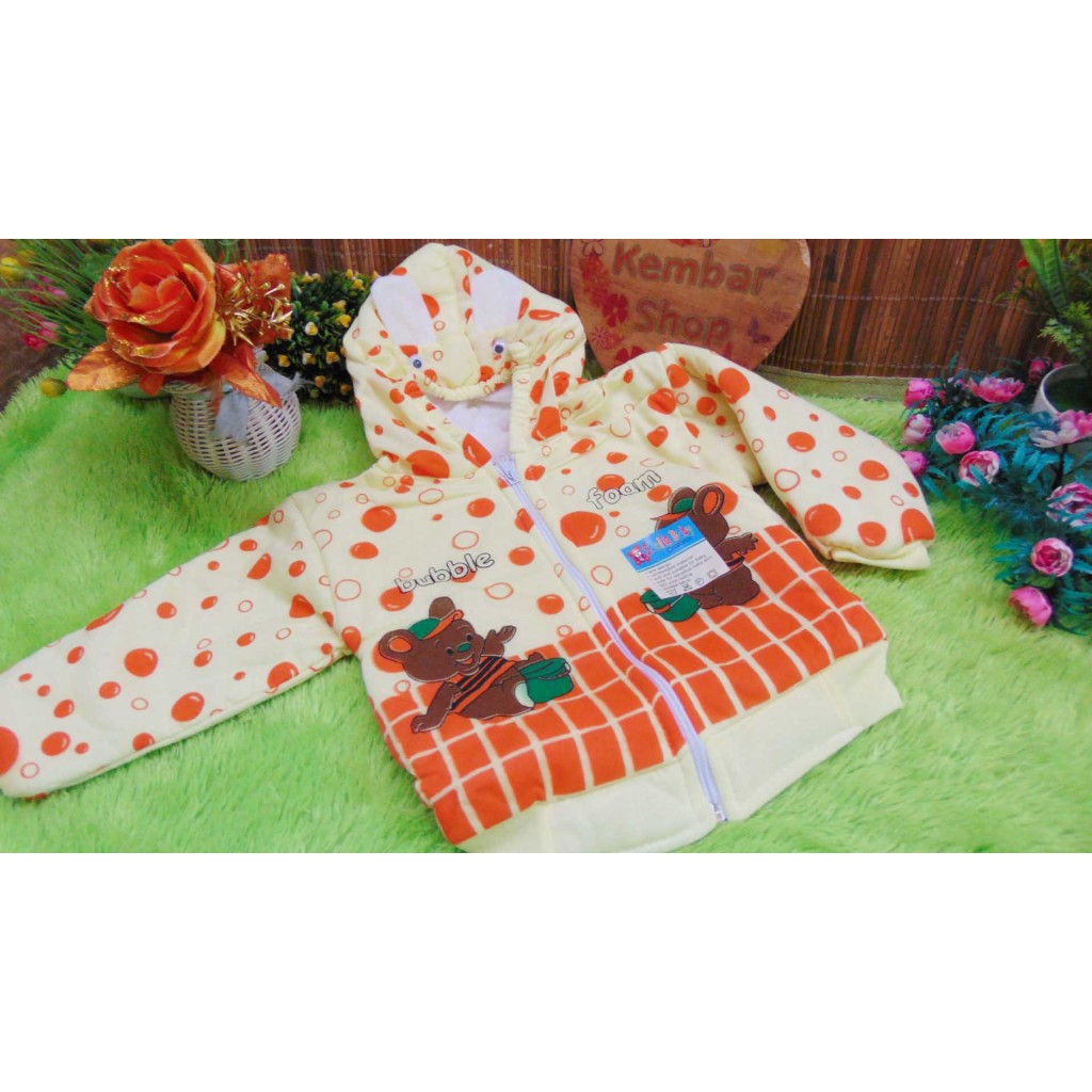kembarshop Baju Jaket Bayi Newborn 0-12bulan Doreng Mantel Hangat Murah-bubble kuning