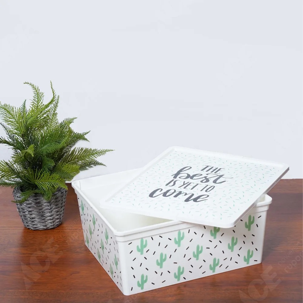 ACE Kis 40x34x17cm Kotak Penyimpanan M Quotes - Putih