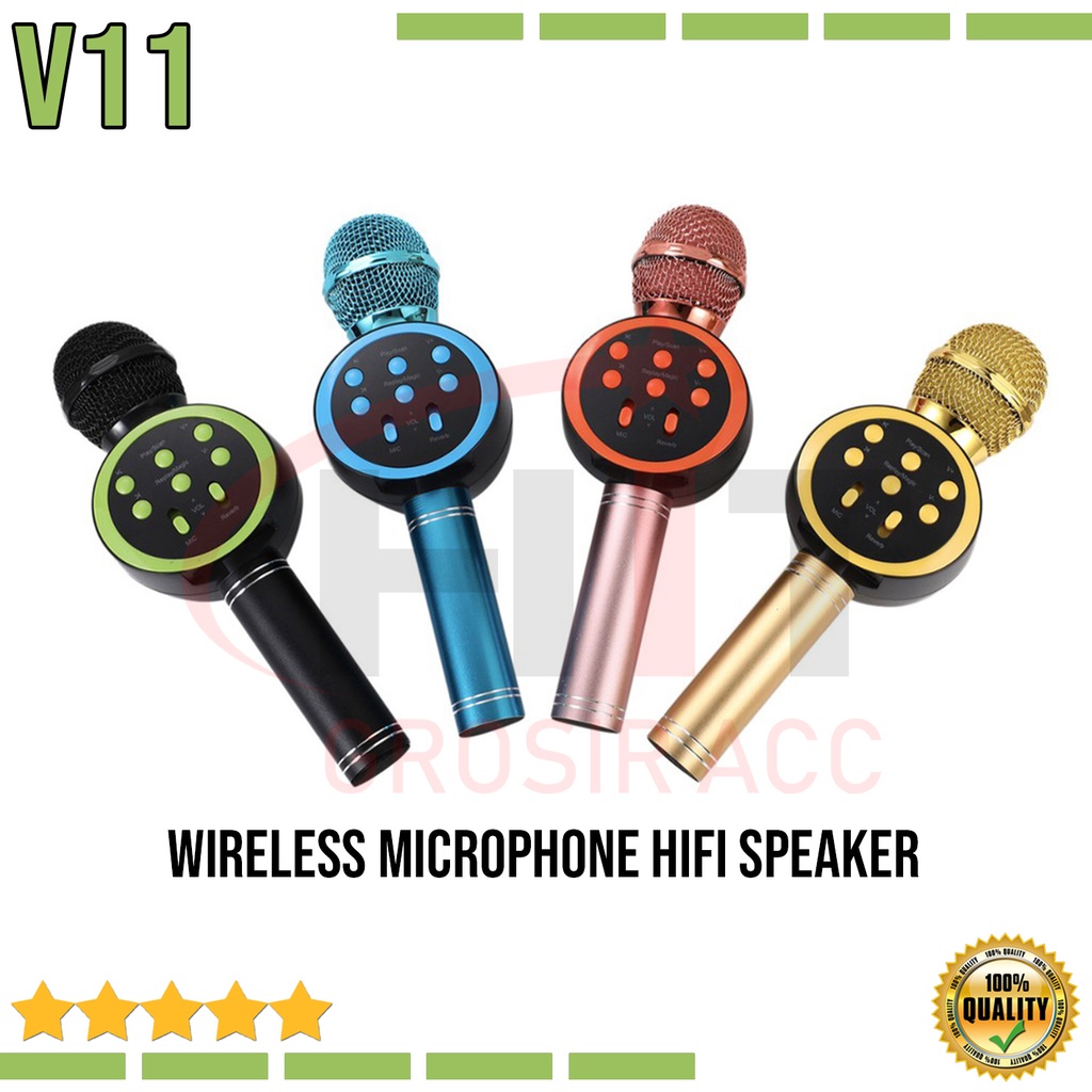 Speaker Microphone Wireless Karaoke V11 Hifi Bluetooth