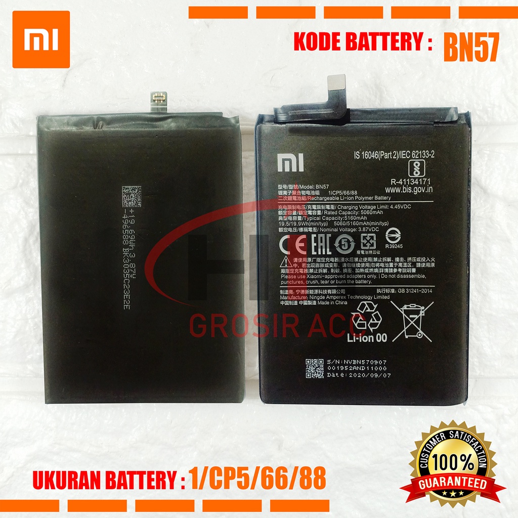 Baterai Battery Xiaomi BN57 FOR POCOPHONE POCO X3 NFC / X3 PRO