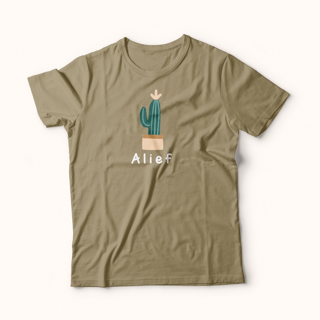 GRATIS SABLON NAMA | KAOS KAKTUS WARNA KHAKI ANAK LAKI-LAKI &amp; PEREMPUAN  0-12TH | ATASAN KATUN COMBED 30s By Ribbedkids