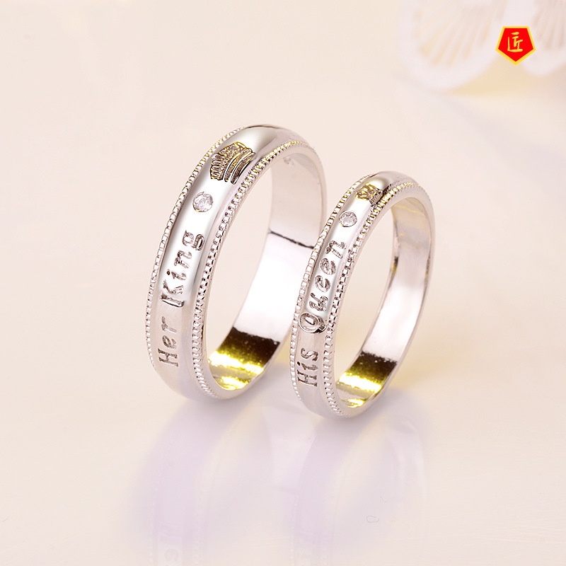 [Ready Stock]Simple Personality Lettering Diamond Couple Ring