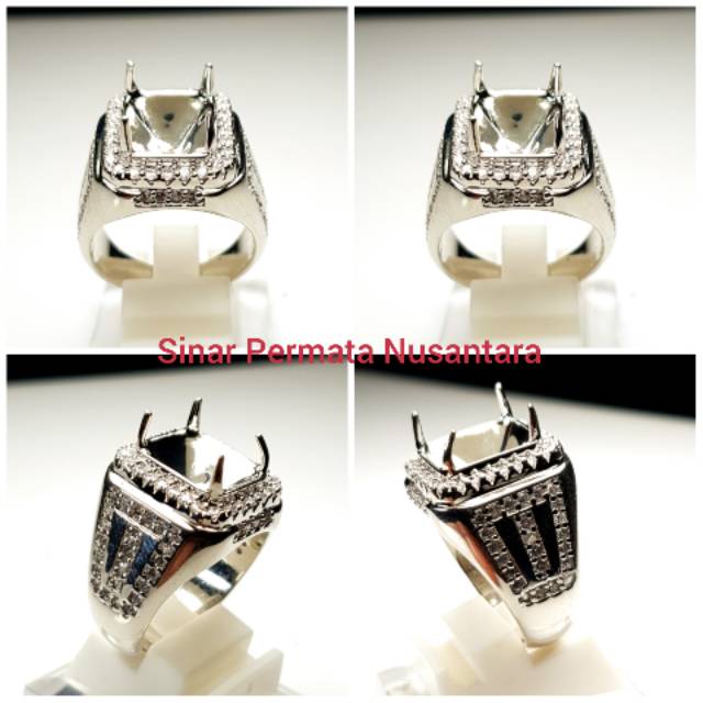 Cincin Emban / Ring Micro Setting Alpaka Super Terbaik Full Zirconnya Perak Hongkong
