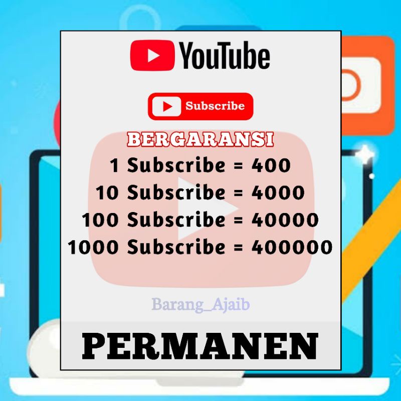 Jasa Tambah Subscribe YouTube, Murah, Permanen Dan Bergaransi