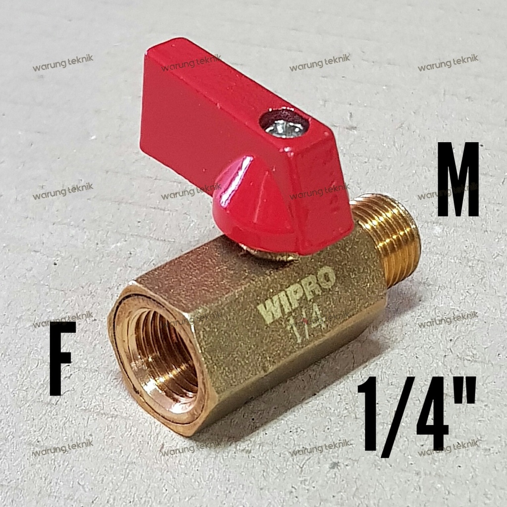 WIPRO WN5311 MINI BALL VALVE FM 1/4&quot; 1/2&quot; (DERAT DALAM DAN LUAR) FULL BRASS KUNINGAN