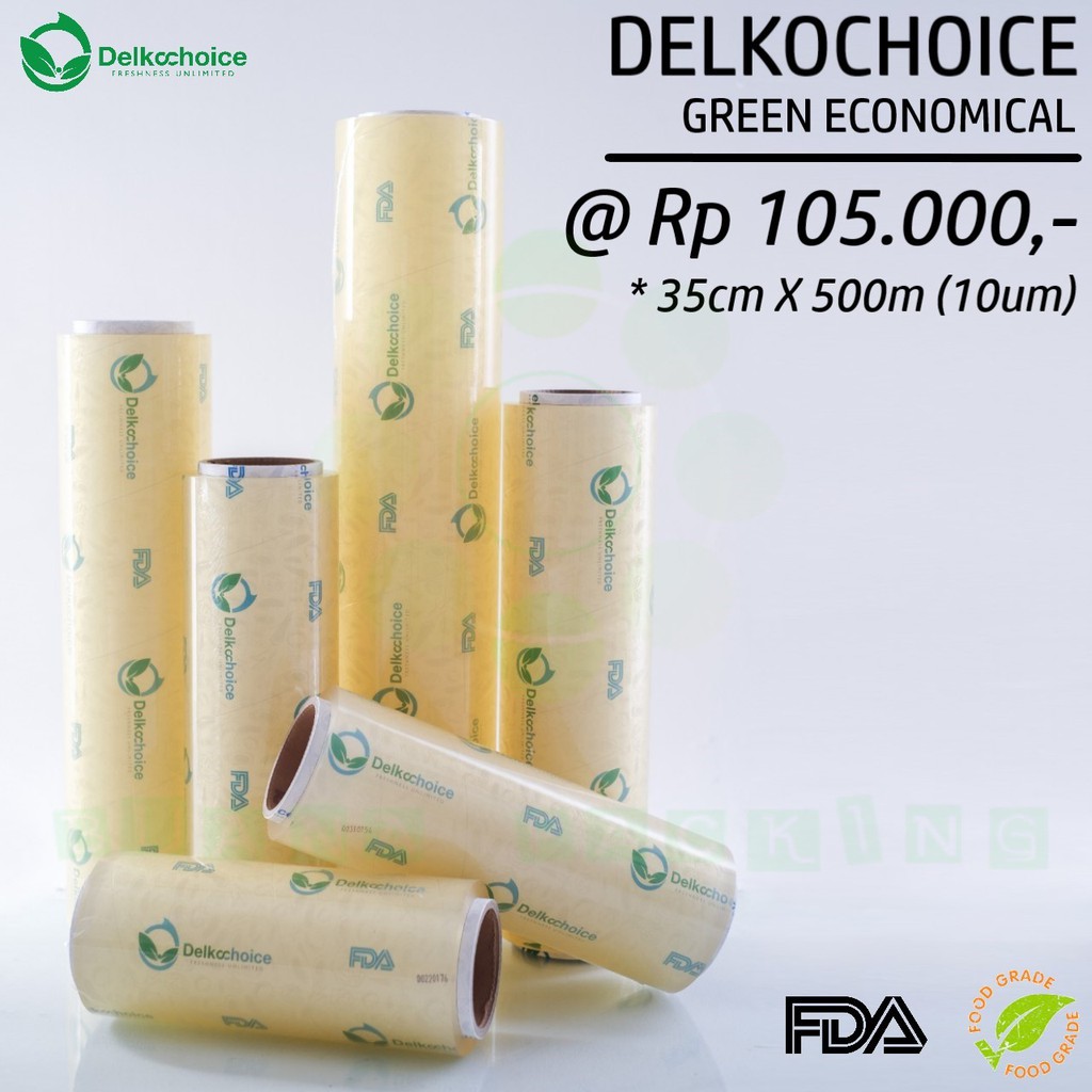 

PLASTIK PEMBUNGKUS MAKANAN - PLASTIK WRAPPING MAKANAN - PLASTIK CLING DELKOCHOICE GREEN