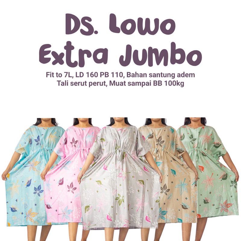 Daster Lowo Serut Super Extra jumbo 7L xxxxxxl ld 160cm kotif kekinian gudang daster depok pekalonga