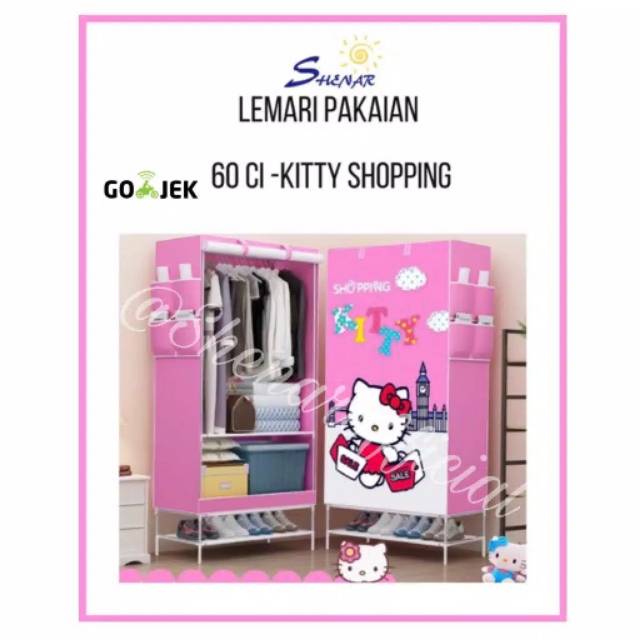 COD SHENAR Lemari Pakaian Portable Hello Kitty