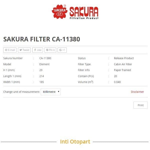 Cabin Filter AC Innova Reborn Alphard Filter kabin SAKURA CA-11380