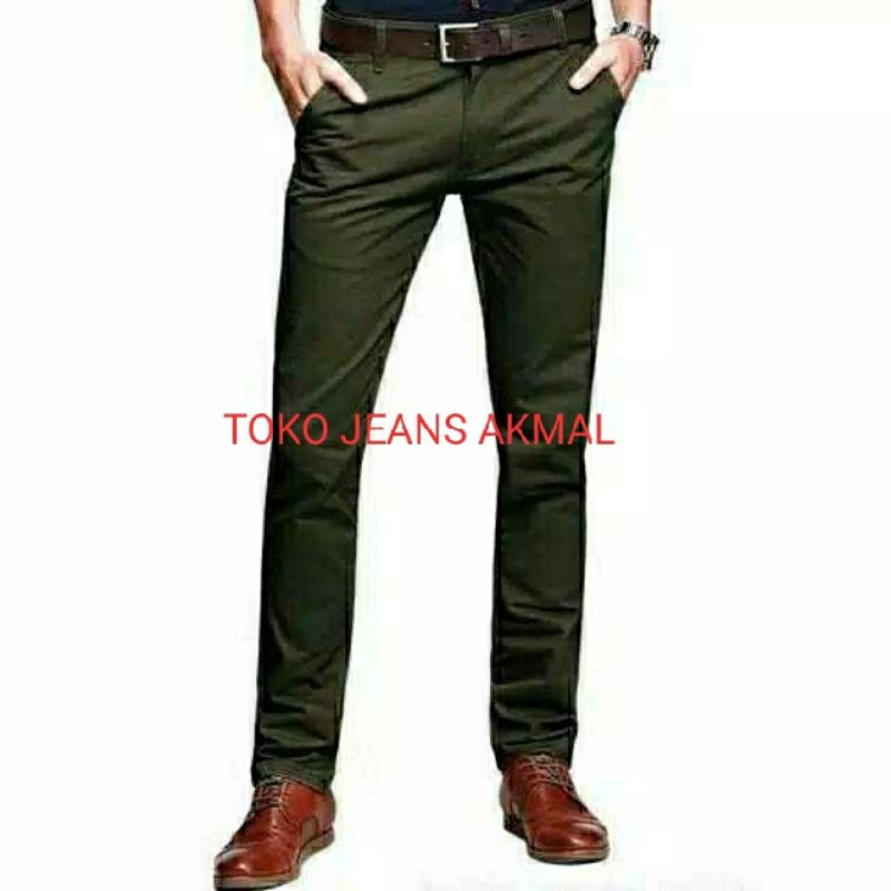 CELANA CINO Panjang Pria Slimfit KERJAHARIAN Santai Casual Formal Katun Twill strech 27 - 36 jumbo