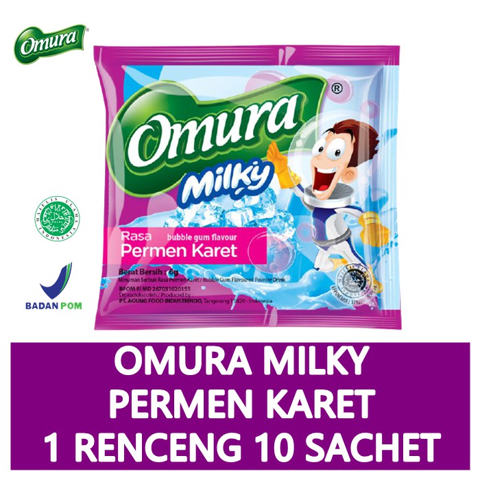 [MINUMAN SACHET] Powder Drink Omura Milky Permen Karet (1 Renceng)