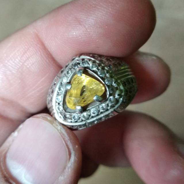 Yellow Sapphire Ceylon, Sapphire Kuning, Ring Silver Mewah