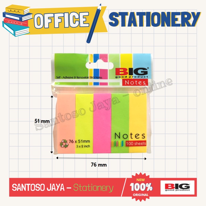 

Sticky Notes BIG 76x51mm - Post It Rainbow - Memo Note Warna Warni 5W