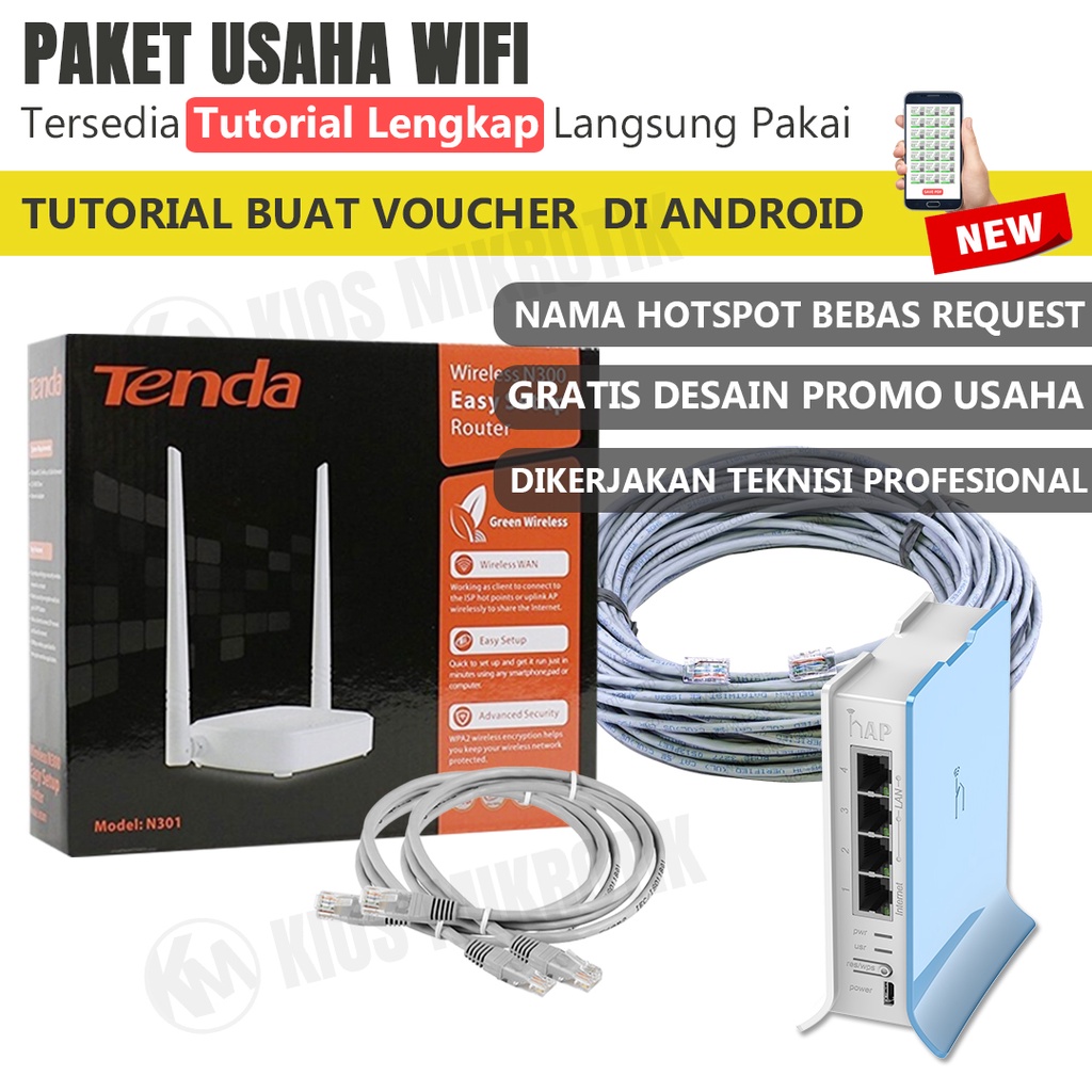 Paket Lengkap Alat Usaha Wifi Hotspot Billing Voucher Siap Pakai