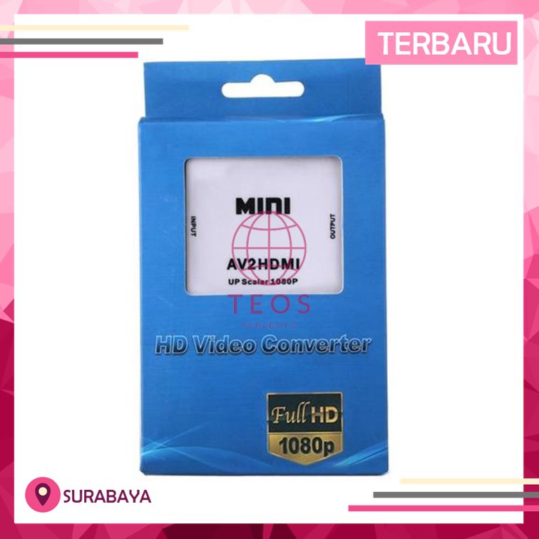 Terbaik AV RCA To HDMI Female Converter Box AV2HDMI Adapter With Power TEOS