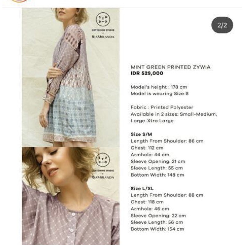 ria Miranda x Cotton ink printed zywia S/M