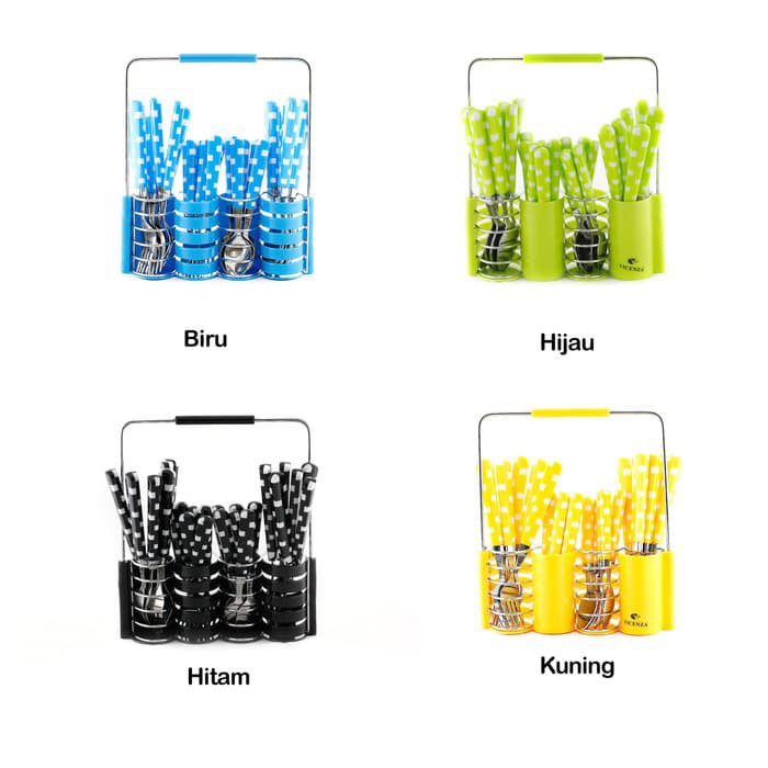 TERMURAH / Sendok dan Garpu Set Vicenza V240C motif kotak / Sendok Makan Warna