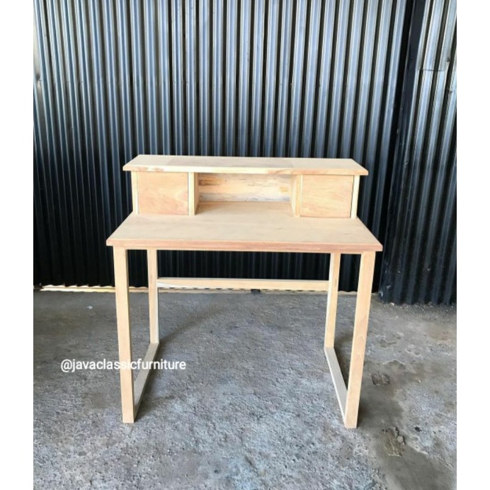1 SET MEJA BELAJAR ANAK SEKOLAH MEJA KERJA KANTOR MINIMALIS ROTAN BAHAN KAYU JATI BELUM FINISHING-2