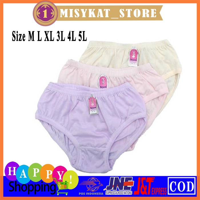 CELANA DALAM / UNDIES / CD / SEMPAK WANITA CEWEK POLOS KATUN Size M L XL 3L 4L 5L