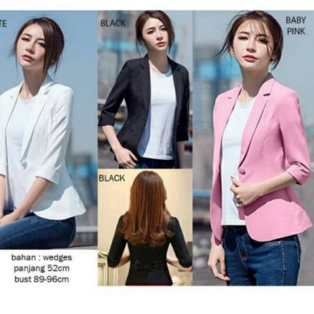 Bow back blazer pita putih hitam 7per8 warna  blazer kerja wanita blazer kantor