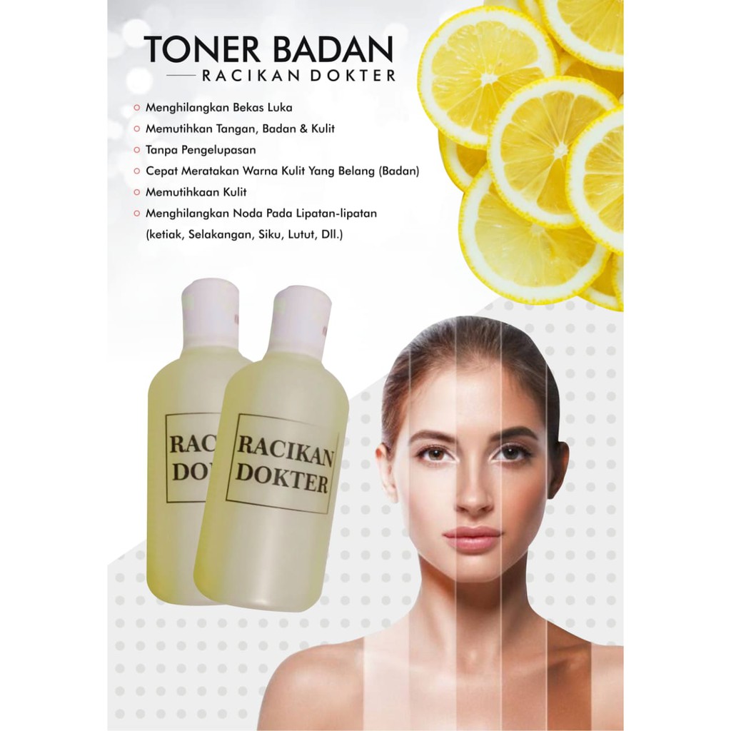 Toner Badan Racikan Dokter - Pemutih Kulit Badan Tercepat & Terampuh