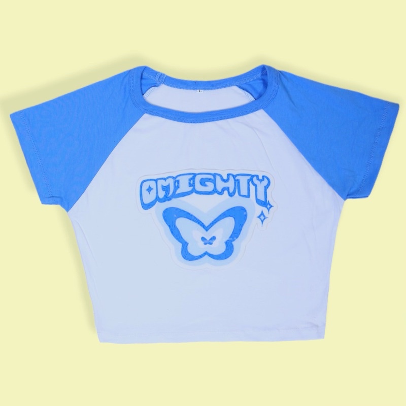 CROPTOP T-SHIRT omighty BLUE | CROP TOP | MURAH | atasan wanita | Kaos