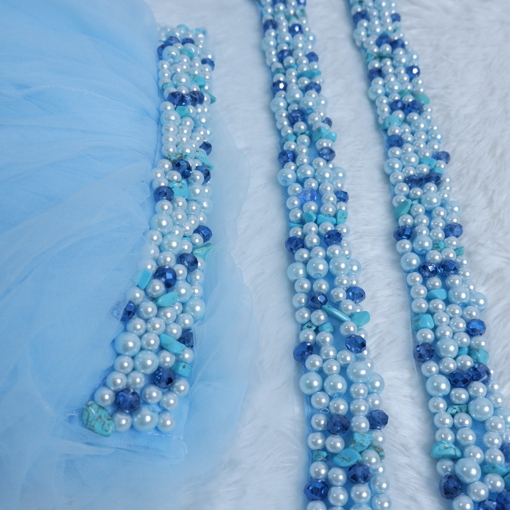 Set Veil Mutiara Susun Slayer Mutiara Susun baby blue-silver