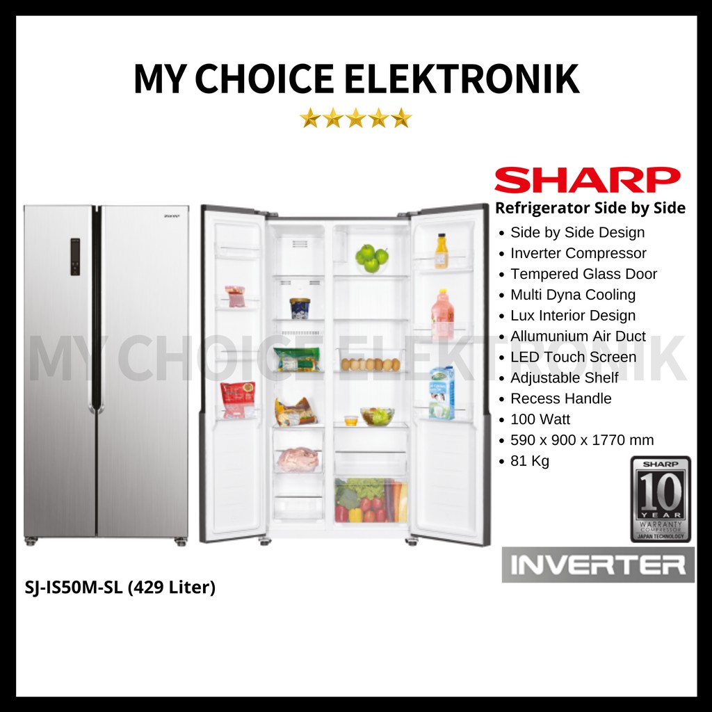 Sharp SJ-IS50MA-SL SidebySide 2Door / SJ IS50MASL(563Ltr)