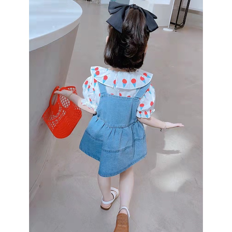 Setelan overall anak perempuan import 1th-4th/Dress Overall Jeans Anak Perempuan Import