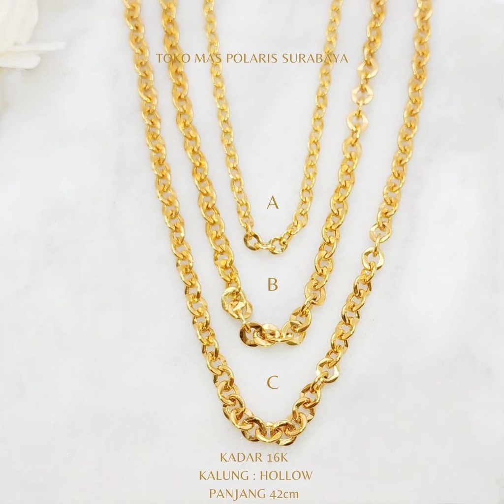 Kalung Hollow Rantai Perhiasan Emas Kuning kadar 700 16K 17K KL700|07000|42 KL6A