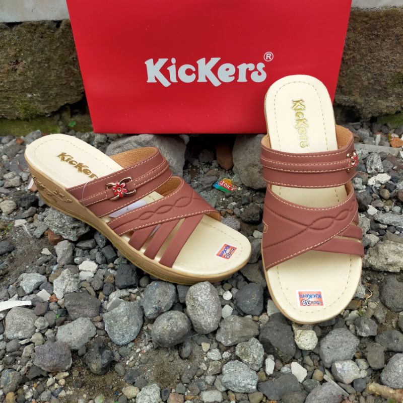 KICKERS SANDAL WANITA WEDGES Ban 2 Ukir