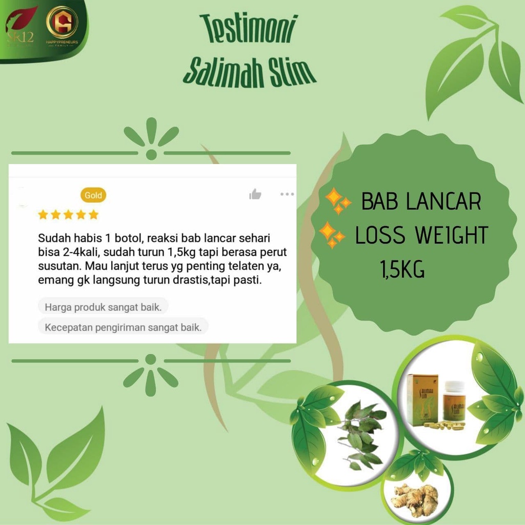 Flash Sale Salimah slim Sr12 Pelangsing alami Obat diet ampuh BPOM Penurun berat badan Menurunkan nafsu makan Melancarkan pencernaan Mengurangi kolestrol Membakar kalori lebih cepat Termurah Terlaris Original Cod Saudagarsr12