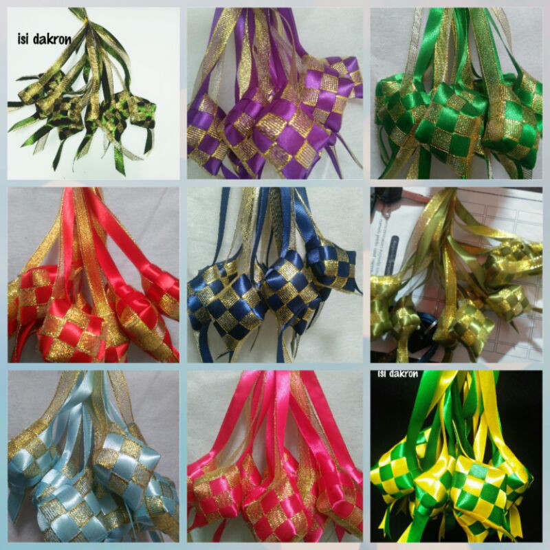 ketupat hiasan hampers lebaran / ketupat hias lebaran / ketupat pita HAMPERS idul Fitri