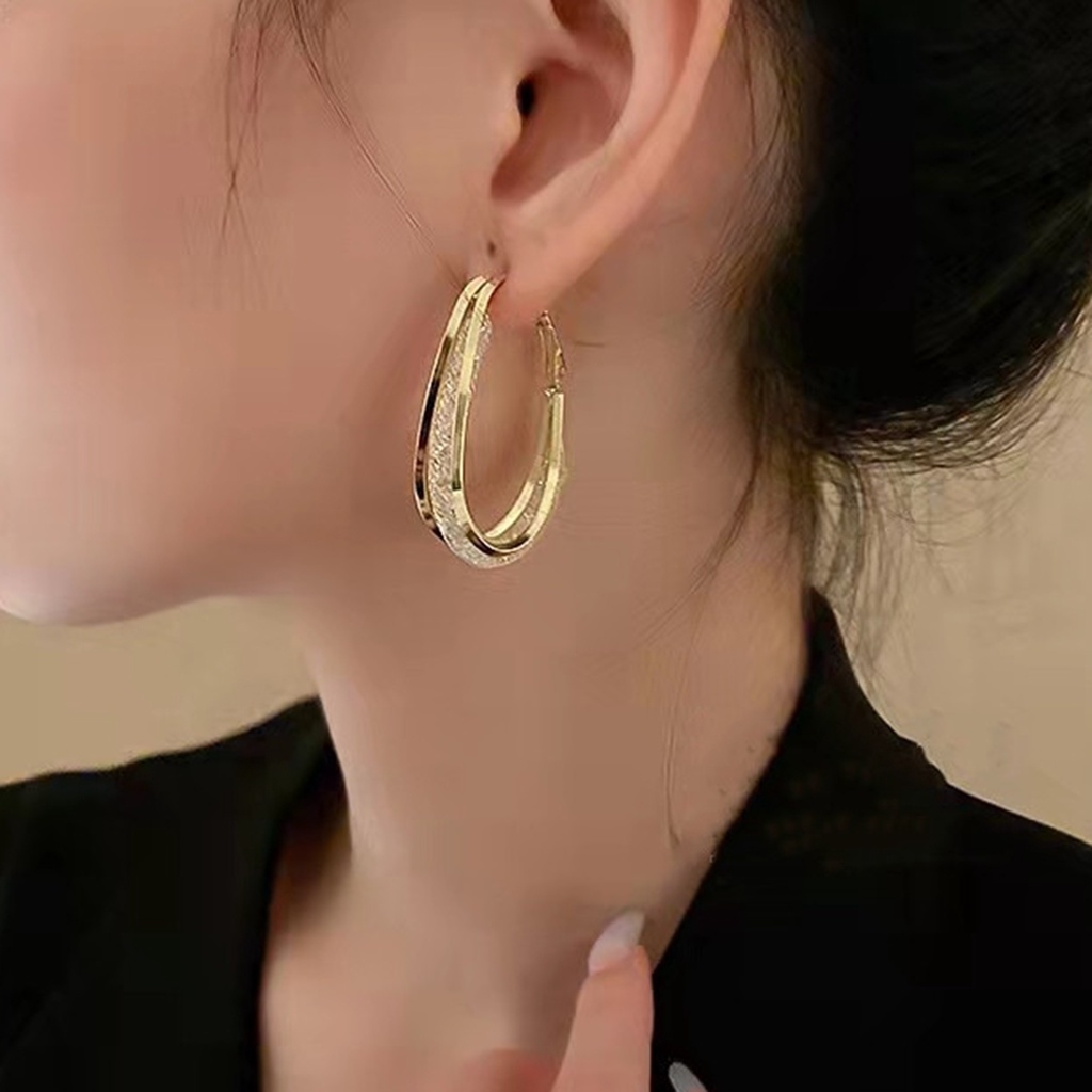 Hu Hu Hu Hu Hu Alat Bantu Pasang Kacamata♡ 1 Pasang Anting Hoop Bentuk Lingkaran Warna Kontras Untuk Perhiasan Harian