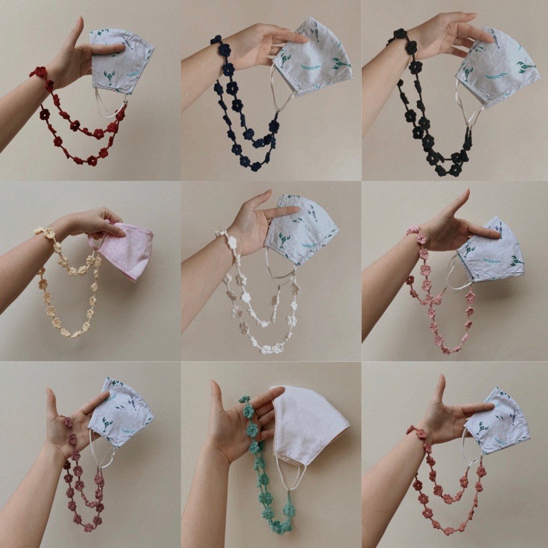 Strap Masker Rajut Bunga Aneka Warna