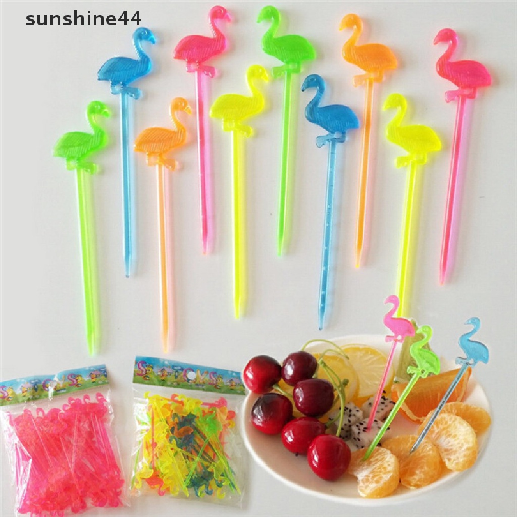 Sunshine 50pcs Tusukan Buah / Dessert Bentuk Flamingo Untuk Dekorasi Pesta