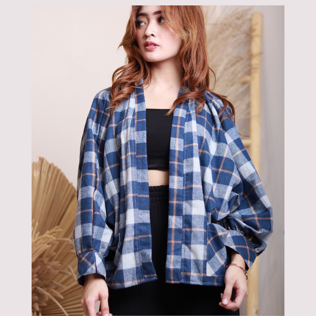 Baju Wanita Cardigan Outer Flanel Batwing Wanita Premium