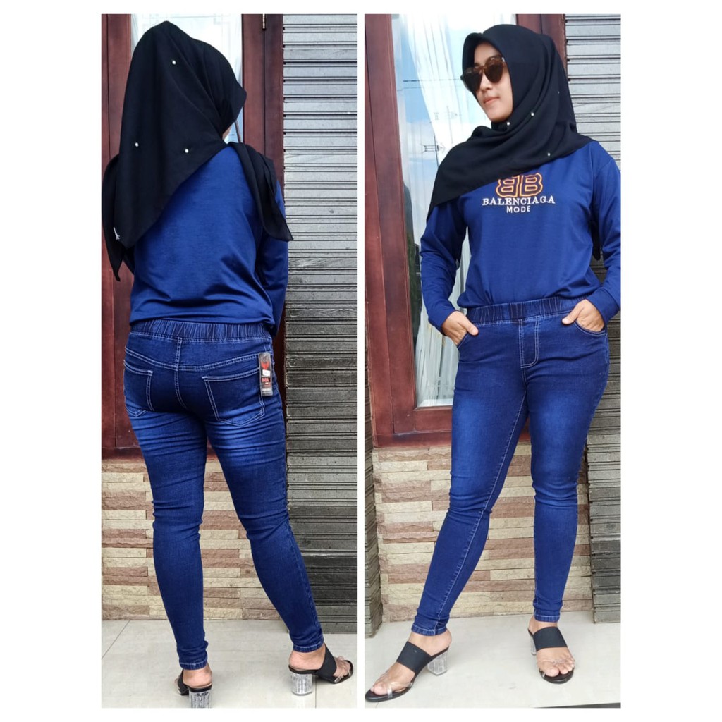 Celana Panjang Jeans wanita cewek biru muda biru dongker abu-abu R-ZA