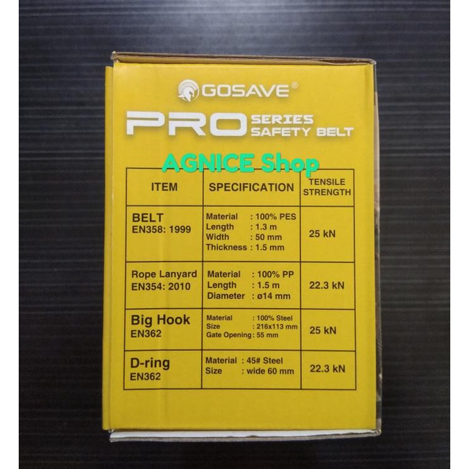 Safety Belt Gosave Pro Sabuk Pengaman Body Harness Single Big Hook