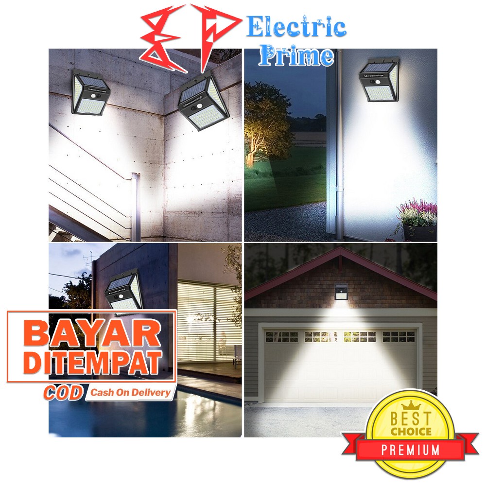 Lampu Outdoor 144 Titik LED Waterproof Tenaga Surya Pencahayaan Luar Ruangan Sensor Gerak