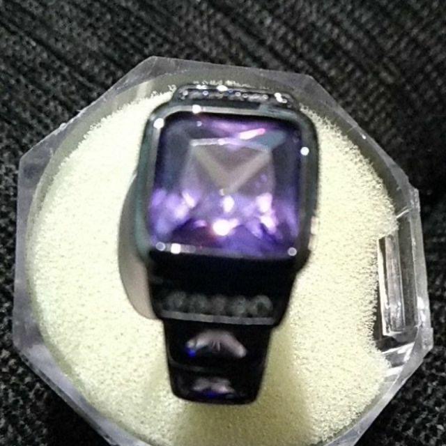 Cincin Mewah Elegan Miniminalis Modern Ring Hitam Anti Luntur dan Karat Batu Cubic Zirconia