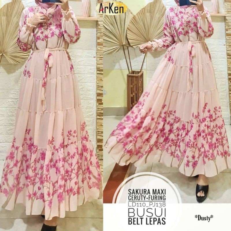 Gamis Murah/Ceruty/Busui Sakura maxy by ORI Arken